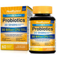 Newrhythm Probiotics 50 Billion CFU 20 Strains, 60 Veggie Caps, Targeted Release Technology, Stomach Acid Resistant, No Need for Refrigeration, Non-Gmo, Gluten Free