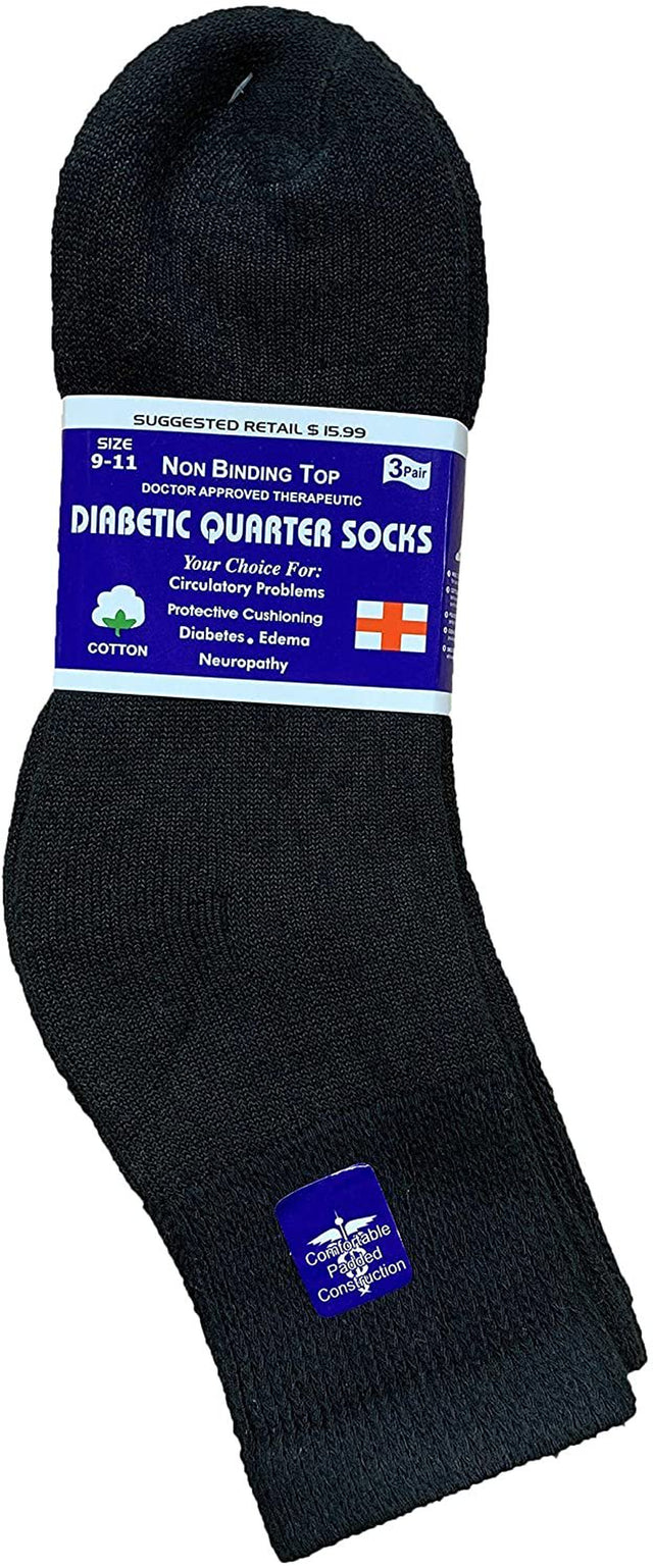 Yacht & Smith 6 Pack of Diabetic Nephropathy and Edema Ankle or Crew Socks for Men Ring Spun Cotton Size 10-13