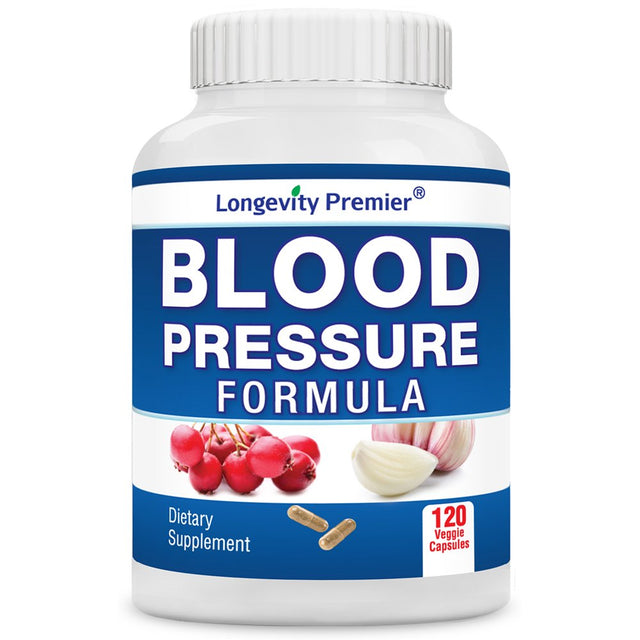 Longevity Blood Pressure Formula [120 Capsules] - with 15+ Natural Herbs. Best Blood Pressure Supplement