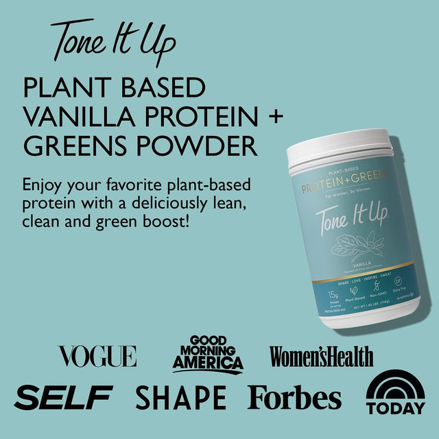 Tone It up Plant Based Protein Powder + Greens I Dairy Free, Kosher, Non-Gmo Pea & Pumpkin Seed Protein for Women I 14 Servings, 15G of Protein – Vanilla