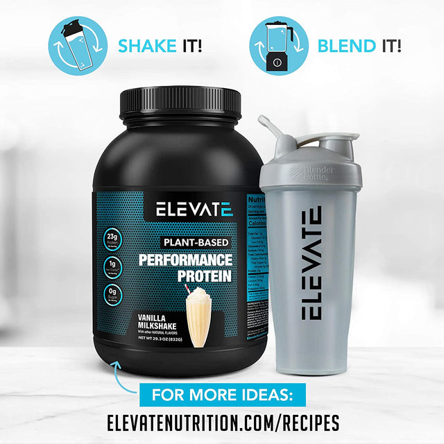 Elevate Plant Based Vegan Protein Powder with High Bcaas and Glutamine, Low Carb Protein Powder Vanilla Milkshake, Non GMO, NO Sugar, Dairy and Soy Free (26 Servings) Nutrition