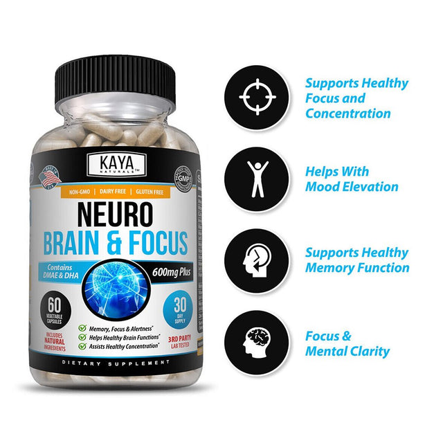 Kaya Naturals (2 Pack) Neuro Brain & Focus, Memory, Function, Clarity Nootropic Supplement