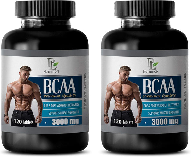 Muscle Gain Supplements for Men - BCAA 3000 MG PRE & Post Workout Recovery - Premium Quality - Bcaa Pills Natural - 2 Bottles 240 Tablets