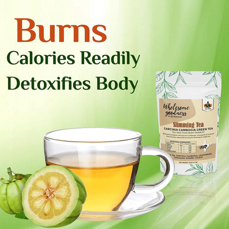 TEA YARD Slimming Green Tea for Weight Loss with Garcinia Cambogia, Lemongrass, Cinnamon, Ginger & Coleus for Improved Metabolism, Digestion & Appetite Control Natural Whole Loose Leaf (50G)