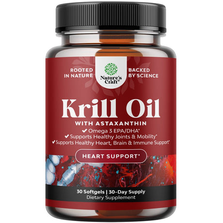 Antarctic Krill Oil 500Mg Softgels - High Absorption Krill Oil Omega 3 Fatty Acid Supplement with Potent EPA DHA Astaxanthin and Phospholipids - Wild Caught Burpless Fish Oil Omega 3