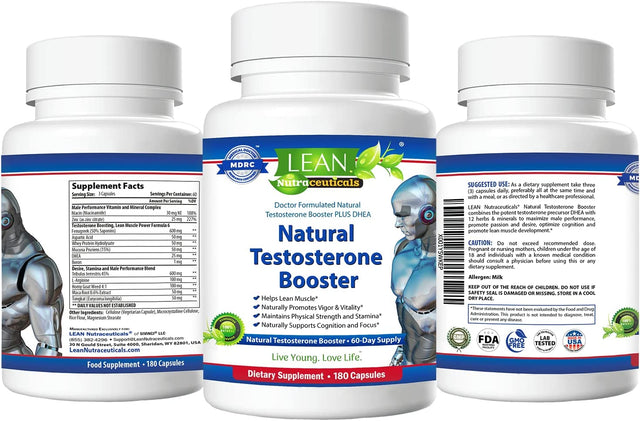 Testosterone Booster for Men, 180 Capsules Male Test Energy Enhancing Pill, Super Muscle Gain Workout Supplement, Hormone & Weight Balance with Maca Root, Horny Goat Weed, Tongkat Ali, Tribulus, DHEA