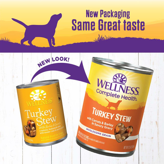 Wellness Thick & Chunky Natural Canned Dog Food, Turkey Stew, 12.5-Ounce Can (Pack of 12)