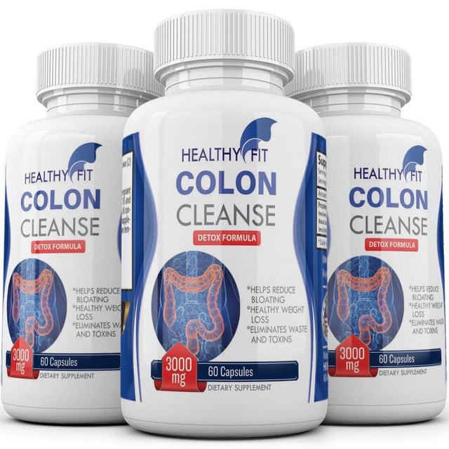 Healthy Fit COLON CLEANSE DETOX Max 3000Mg Diet Pills Weight Loss Fat Burner 60 Capsule Each Pack of 3