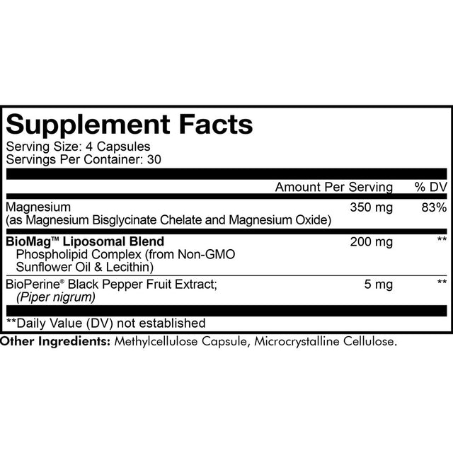 Codeage Liposomal Magnesium Bisglycinate Chelate Mineral Supplement, Phospholipids, 120 Ct