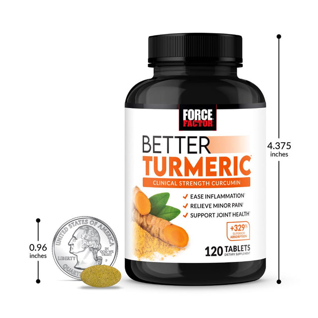 Force Factor Better Turmeric Joint Support Supplement with Turmeric and Curcumin, 120 Tablets