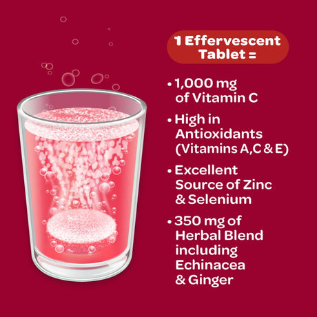 Airborne 1000Mg Vitamin C Immune Support Effervescent Tablets, Very Berry Flavor, 10 Count