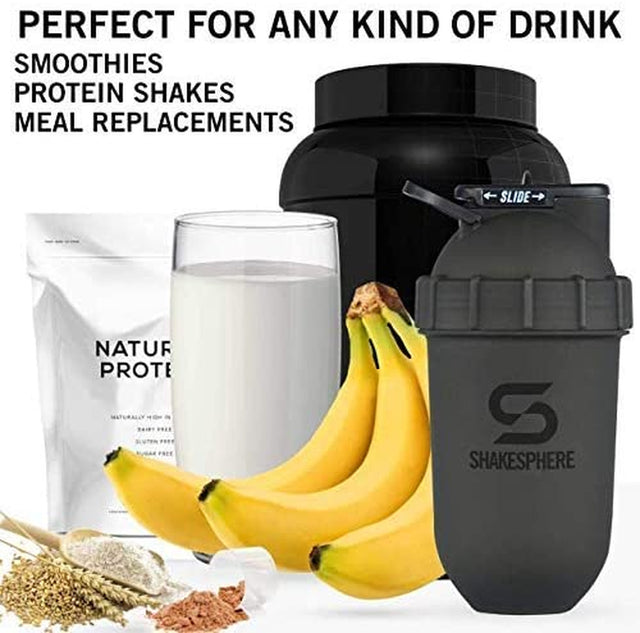 SHAKESPHERE Tumbler: Protein Shaker Bottle and Smoothie Cup, 24 Oz - Bladeless Blender Cup Purees Raw Fruit with No Blending Ball - Drink Powder Mix Shake Mixer for Pre Workout, Gym (Glossy White)