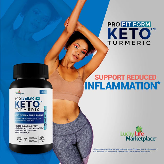 Pro Fit Form Keto Turmeric - Support Reduced Inflammation - Aid Balanced Blood Sugar - Immune Health Support with Vitamin C, D, Zinc & More - Keto Friendly - Keto Pills - 90 Count