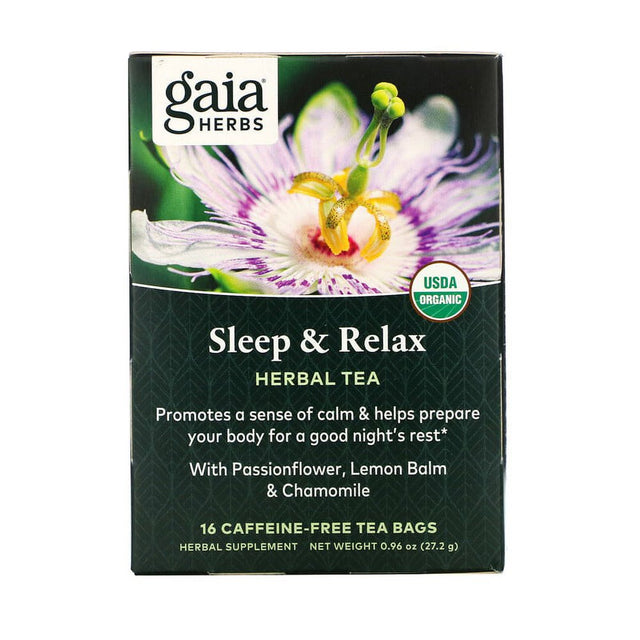 Gaia Herbs, Herbal Tea, Sleep & Relax, Caffeine-Free, 16 Tea Bags, 0.96 Oz Pack of 3