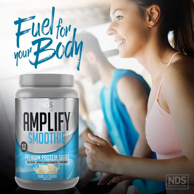 NDS Nutrition Amplify Smoothie Premium Whey Protein Powder Shake with Added Greens and Amino Acids - Build Lean Muscle, Gain Strength, Lasting Energy, and Lose Fat - Vanilla (30 Servings)