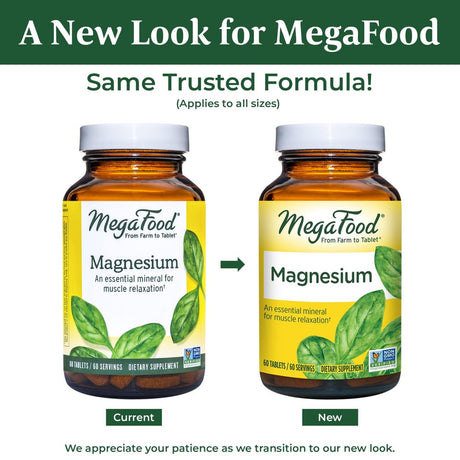 Megafood Magnesium - Supports Nerve and Muscle Function - Mineral Supplement with Spinach - Vegan, Gluten-Free, and Made without Dairy - 90 Tabs