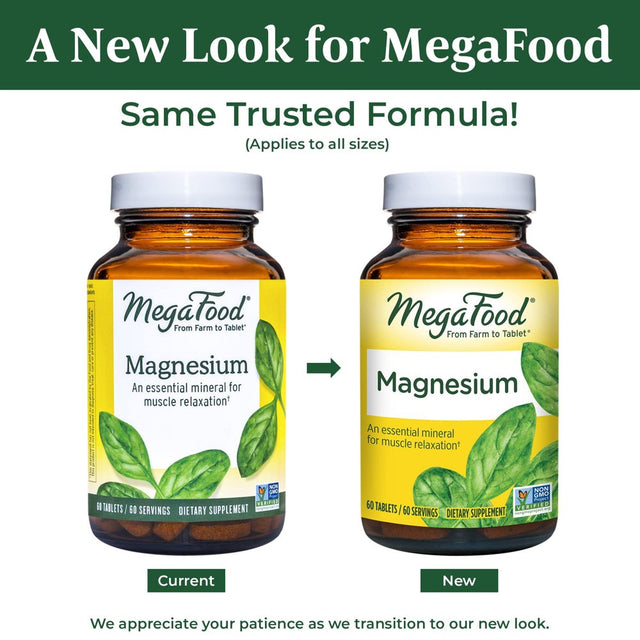 Megafood Magnesium - Supports Nerve and Muscle Function - Mineral Supplement with Spinach - Vegan, Gluten-Free, and Made without Dairy - 90 Tabs