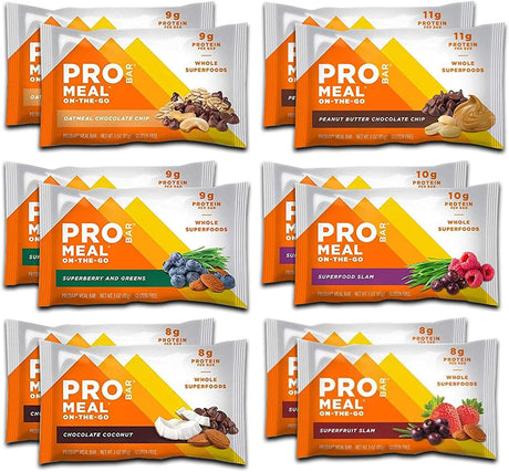 PROBAR – Meal Bar Fan Favorites Variety Pack (6 Flavor), Natural Energy, Non-Gmo, Gluten-Free, Plant-Based Whole Food Ingredients, 3 Ounce (Pack of 12)