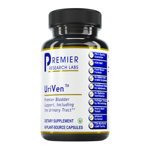 Premier Research Labs Uriven - Organic Cranberry, Marshmallow, Hydrangea, Chlorella, Rice Fiber, Alfalfa, Olive Leaf & Blueberry - Supports Bladder & Urinary Tract - 60 Plant-Source Capsules