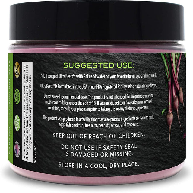 Karamd Ultrabeets | Doctor Formulated Beets Superfood Powder | Natural, Non-Gmo, Vegan Nitric Oxide Booster Supplement | Supports Heart Health, Circulation and Energy, 30 Servings