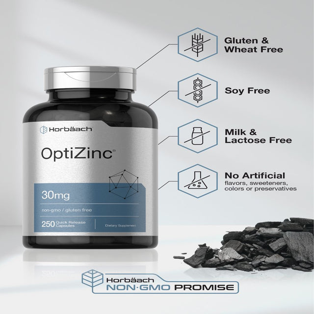 Optizinc 30Mg | 250 Capsules | Non-Gmo, Gluten Free Supplement | by Horbaach