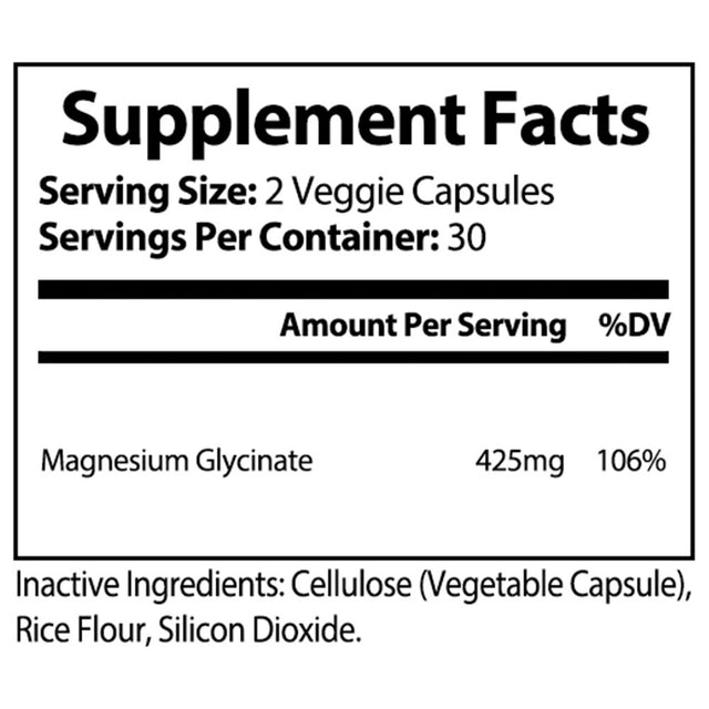 Pristine Foods Magnesium Glycinate 400Mg per Serving - High Absorption Muscle Relaxation, Bone & Joint Support, Chelate Supplement - 60 Ct. 2 Pack