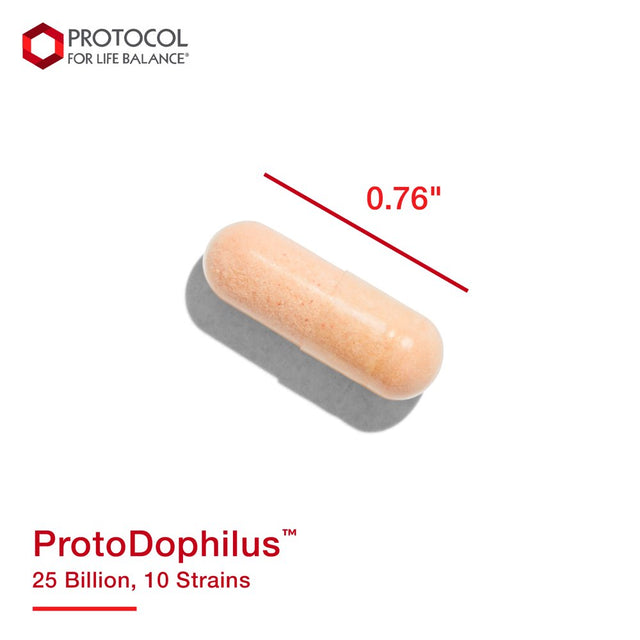 Protocol for Life Balance - Protodophilus - 25 Billion, 10 Strains - Healthy Intestinal Probiotic Flora to Support Digestive Function and Immune Health - 50 Veg Capsules