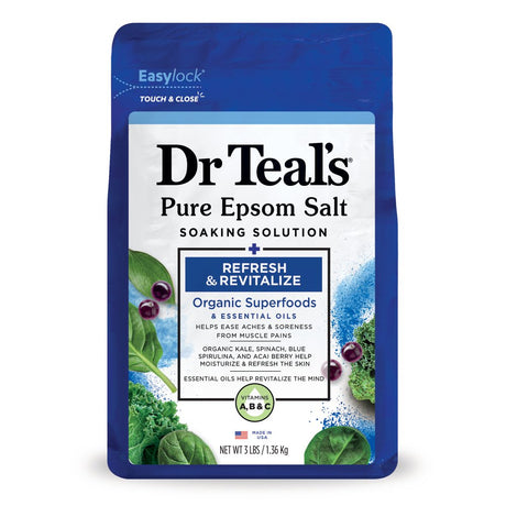 Dr Teal'S Refresh & Revitalize Epsom Salt Soaking Solution with Superfoods, 3 Lbs