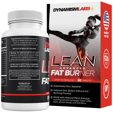 Dynamism Labs LEAN Advanced Fat Burner - Natural Weight Loss Supplement, Appetite Suppressant, Metabolism Booster, Garcinia Cambogia Extract, Green Tea Extract, Raspberry Ketone - 60 Ct