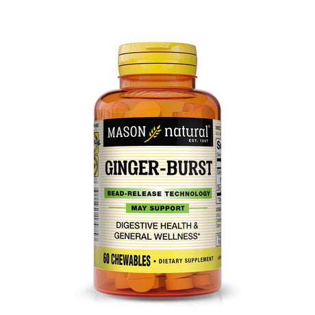 Mason Natural Ginger-Burst Bead-Release Technology - Soothes and Aids Digestion, Healthy Anti-Inflammatory Response, Supports Immune and Digestive Health, 60 Chewables