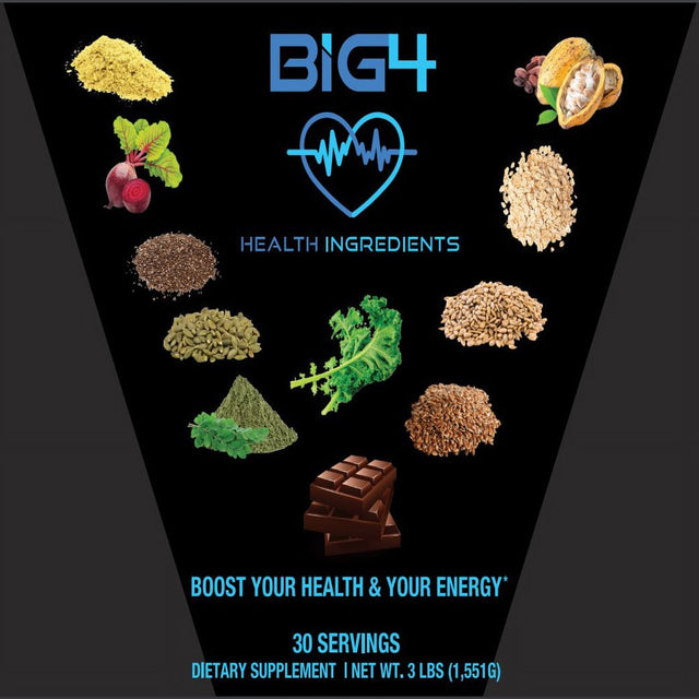 BIG4 Health Ingredients - Your Meal Replacement with 26 Grams of Protein - Superfood with Collagen Building, High in Antioxidants and Vitamins- Boost Your Health and Energy - 30 Servings & X-Large