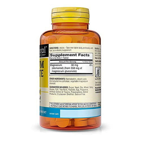 Mason Natural Magnesium Gluconate 550 Mg - Healthy Heart and Nervous System, Improved Muscle Function and Blood Pressure Levels, 100 Tablets (Pack of 3)