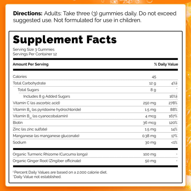 Emergen-C Vitamin C Gummies, Turmeric, Ginger, 36 Ct