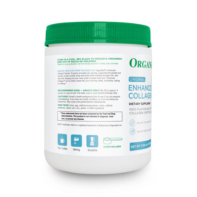 Organika Enhanced Collagen Peptides Powder - 17.64 Ounces / 500 Grams