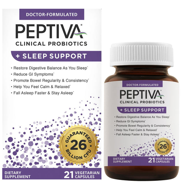 Peptiva Probiotics + Sleep Support, 26 Billion Cfus, Multi-Strain Probiotics, 21 Count