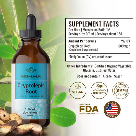 HERBAMAMA Cryptolepis Liquid Extract - Organic Tincture for Immune Support, Herbal Drops 4 Fl. Oz