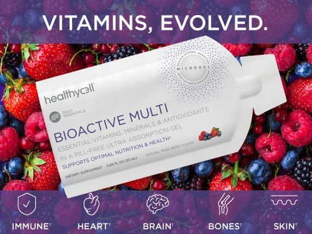 Healthycell Bioactive Multivitamin for Adults (Vitamins D3, B12, A, E, K, C, B), Liquid Gel Packs (30 Count)