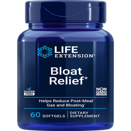 Life Extension Bloat Relief - Helps Relieve Occasional Bloating & Other Discomforts after Meals - Gluten-Free, Non-Gmo - 60 Softgels