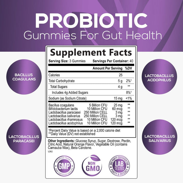 Probiotic Gummies Daily Digestive and Immune Support-60 Gummies