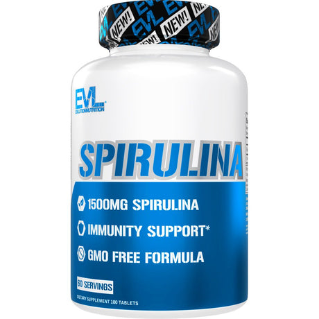 Spirulina Capsules 1500Mg - Evlution Nutrition Spirulina Tablets for Immunity Support - Energy Supplement for Men and Women - 60 Pills