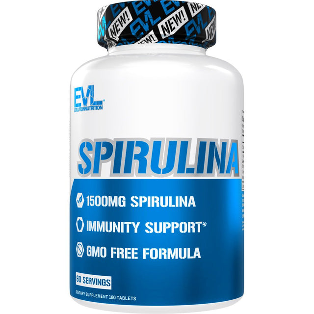 Spirulina Capsules 1500Mg - Evlution Nutrition Spirulina Tablets for Immunity Support - Energy Supplement for Men and Women - 60 Pills