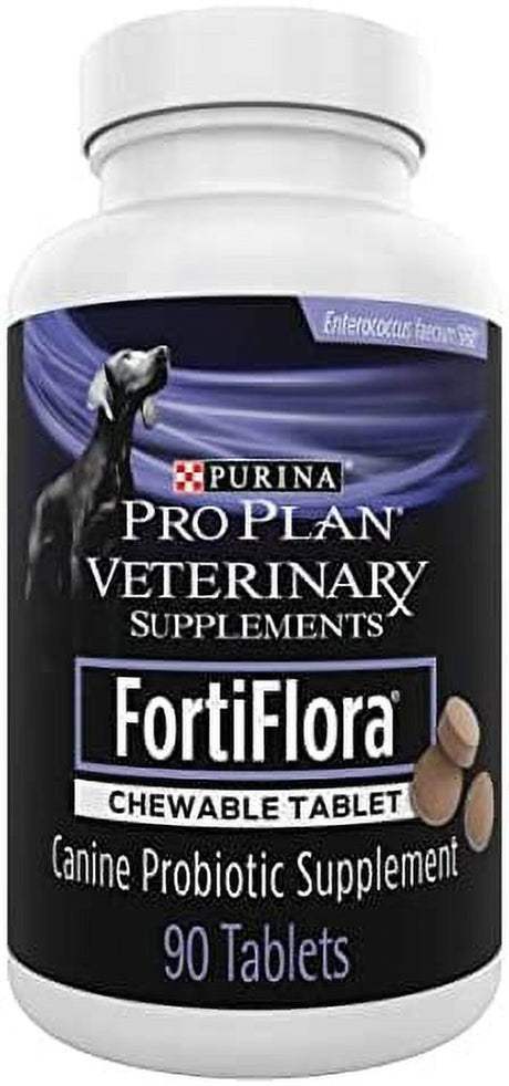 Purina Fortiflora Probiotics for Dogs, Pro Plan Veterinary Supplements Powder or Chewable Probiotic Dog Supplement 90 Count