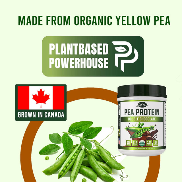 Flavored Organic Hydrolyzed Vegan Pea Protein Powder - All Natural Canada Grown Peas, Easy to Digest, Dairy Free, Gluten Free, Soy Free, Sugar Free, Non-Gmo with BCAA - Chocolate Flavor