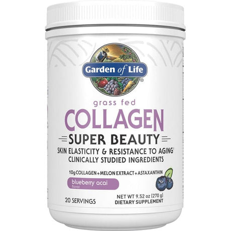 Garden of Life Grass Fed Collagen Super Beauty - Blueberry Acai 9.52 Oz Pwdr