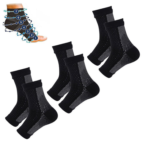 Weloille 3 Pairs Ankle Compression Sleeves for Plantar Fasciitis - Ankle Foot Brace for Injury Recovery, Open Toe Neuropathy Socks, Toeless Ankle Compression Socks for Women & Men