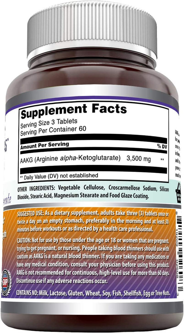 Amazing Formulas AAKG Arginine Alpha-Ketoglutarate 3500 Mg per Serving, 180 Tablets (Non-Gmo)