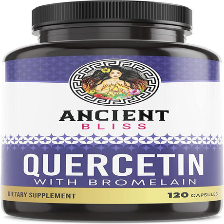 Ancient Bliss Quercetin Bromelain, Quercetin 1000Mg , Supports Immune System, Joint Health, Respiratory Health & Overall Well-Being – 120 Capsules