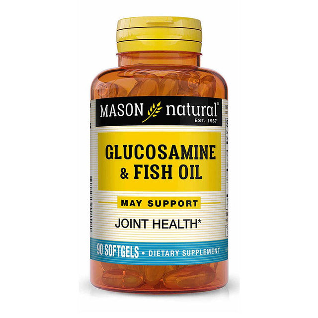 Mason Natural Glucosamine & Fish Oil (DHA and EPA Omega 3) - Healthy Joints and Muscles, Supports Circulatory Function, Improved Cardiovascular Health, 90 Softgels