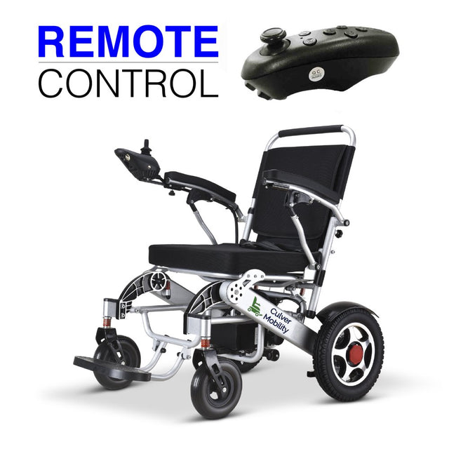 Culver Mobility - WILDCAT - Foldable Ultra Lightweight Heavy Duty Airline Approved Electric Wheelchair 330 Lbs. Max Load-500W-13 Miles - SILVER