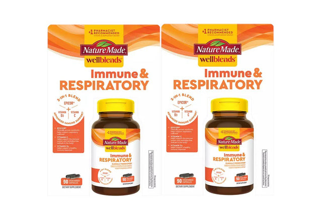 2 Pack | Nature Made Wellblends Immune & Respiratory Vegetarian Capsules, 3-In-1 Blend (90 Ct.)